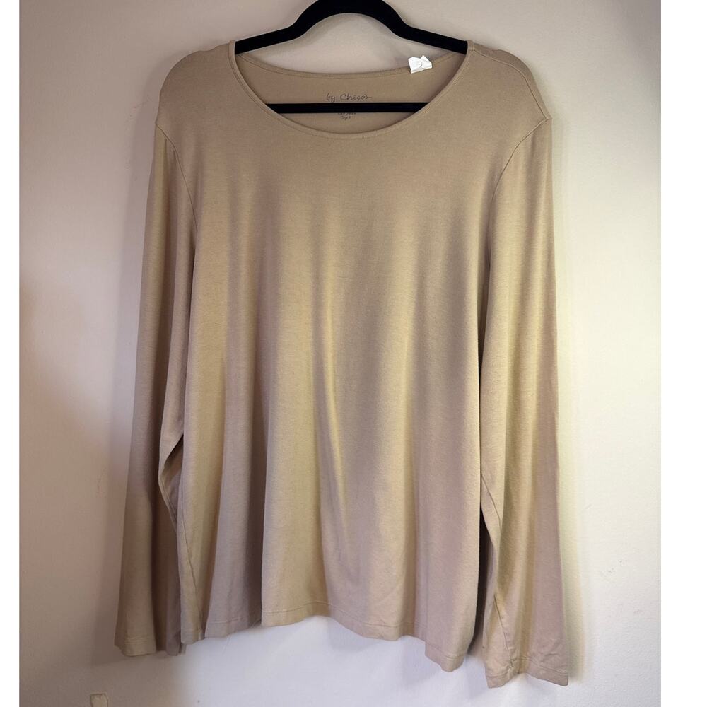 Chico's Stretchy Long Sleeve Shirt Size 3 in Tan